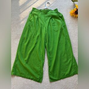 JK Jules & Leopold Green Linen Blend Wide Leg Cropped Pants SP